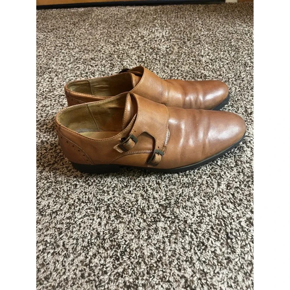 Steve Madden CHARLES Tan Leather Double Monk Strap Brogue Shoes Mens 13 D